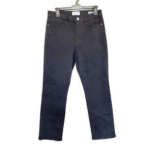 Frame Womens Jeans Denim Size 30 High Rise Slim Straight Black Relaxed Ankle